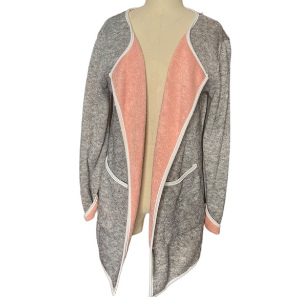 Helcarcii Grey and Pink Open Sweater Cardigan size L - Picture 9 of 14